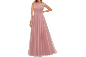 AUPULS Dressystar sukienka wieczorowa, szyfonowa, koronkowa, bez rękawów, dla druhny, długość do podłogi