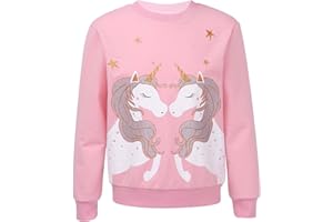 YiZYiF Enfant Fille Licorne Sweat-Shirt Coton Pull T-Shirt à Manche Longue Sweater Tops Haut Veste Automne Hiver Manteau 4-12 Ans