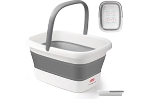 DEANIC Foot Spa, kąpiel stóp z masażerem, składana miska do pedicure z uchwytem do przenoszenia, Footspa dla kobiet i mężczyzn, miska do kąpieli stóp (Szary)