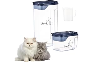 Ctomche Cat Food Storage Containers Set of 2,Airtight Cat Food Containers for Dry Food Biscuit 4L+1.5L,Pet Food Storage Container Buckle Lid Portable Dispenser,BPA Free Plastic