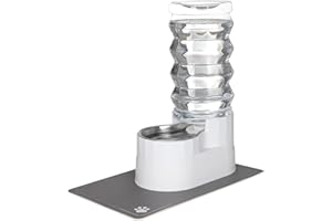 Sfozstra Automatischer Tränkeautomat, Edelstahl-Tiertränke mit wasserdichtem Pad, erhöhter Randspender für Katzen und Hunde (Weiß, 9L)