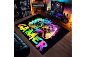 PEIHUODAN Tapis Chambre Ado Gamer 3D Tapis Sol Gaming Deco Chambre Garcon Enfant Tapis Salon Moderne Antidérapant Style Hip Hop Coloré Graffiti Console De Jeu Animé Flanelle Doux Carpets (Modèle 2,140x200cm)