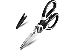 KISUOMAOYI Heavy Duty Kitchen Scissors, Sharp Kitchen Scissors Multipurpose Utility Stainless Steel Scissor, Kitchen Shears for Chicken, PoultryMeat, Vegetables, Herbs, BBQ,Bottle & Jar Opener(Black)