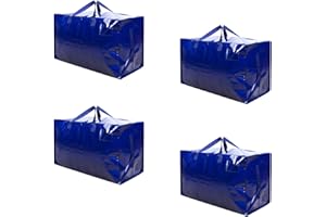 VENO 4 duże, wytrzymałe torby do przechowywania z zamkiem błyskawicznym i etui z etykietą; Do przeprowadzek, przechowywania ubrań, jako worki na bieliznę, opakowania, wodoodporne. (niebieskie, Zestaw