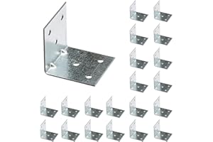 VHG Corner Brackets Wood Connectors - Pack of 15 (50 x 50 x 50 x 1.5) Heavy Duty Reinforced Braces, L Shaped Angle Connector with Beading, Timber Joining Fixing Connector, Galvanised Steel Metal Sheet