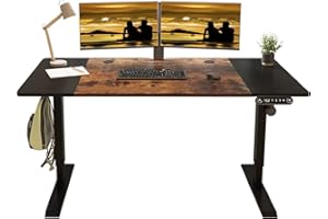 IvyIvy Scrivania regolabile in altezza - Scrivania Sit & Stand regolabile in altezza elettrica con 4 controlli di memoria (76 x 160 cm, Nero + Marrone)
