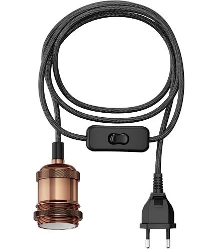 Lightstock - Cavo In Tessuto Per Lampada A Sospensione Con Portalampada E27 - Spina Europea - Lunghezza 1,8/3/5 M - 2