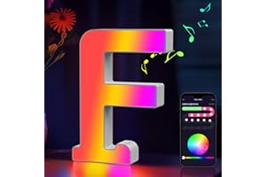 Cpeelsdo Lettere Luminoso APP Controllo, RGB Luci LED di Lettera Alfabeto con USB, Figura a Lettere Luce per Decorazione e Atmosfera, Luci Notturne Scrivania, Compleanni, Matrimoni, Vetrine - F