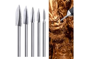YURINWOO Utensili per intagliare il legno, Punte per incisione Drill Bit 1/8 "Shank Rotary Tools Accessori Strumento per incisione per la lavorazione del legno fai da te (5 Pezzi)