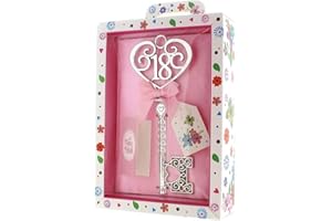 Tulip Studio Silver Age 18 Female Keepsake Key & Bright Presentation Box - 18th Birthday Gift