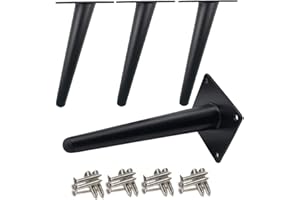 Drenky 4 Stück schräge Tischbeine,Metallschrankbeine,Kegel Möbelbeine,Rostfreier Stahl,Schwarz lackiert 20cm Höhe,No-Slip Silent Ersatz für Sofas,Tische und andere Möbelbeine