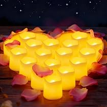 24 Bougies LED Chauffe-Plat Sans Flamme Vacillantes LUNSY – Lumière Chaude Magique Pour Noël, Mariage, Ambiance Cosy (Piles Incluses)