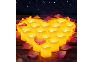 Probuk 24 Pezzi Candele LED Senza Fiamma Fluttuanti, Effetto Fiamma Tremolante, Luce Calda, a Batteria, per Matrimoni, Natale, Halloween, Feste e Decorazioni Casa