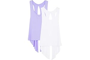 icyzone Women's Open Back Workout Tops - Running Gym Shirts Tie Back Sport Yoga Tank Top, 2-Pack