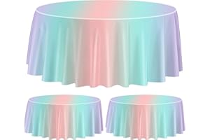 APUXXJUPA 3 pezzi tovaglie arcobaleno pastello, 84 x 84 pollici rotondo colorato tovaglia decorazioni per feste di compleanno delle ragazze forniture per matrimoni baby docce