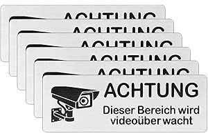 YZPKLHW 6 x Schild Videoüberwachung Privatgrundstück, Klein Achtung Videoüberwacht Schild Kameraüberwachung Selbstklebend, Dieser Bereich Wird Videoüberwacht Schild für Kamera überwachung Schild, 8.5x3cm
