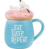 Grupo Erik Taza Snoopy - Taza con Tapa grande para Desayuno XL (500ml) │ Regalos Snoopy Merchandising - Tazas originales para