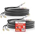 Nakamichi Excel Series 24k Gold Plated Banana Plug with (6 Feet) Speaker Cable Wire 99.9% Oxygen-Free Copper (OFC) Heavy Duty Braided In-Wall CL2 Rated - Black (12AWG / 6ft / 1.8m) 2-Pack