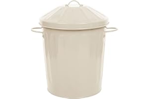 CrazyGadget® Metal 15 Litre 15L Small Tapered Round Colour Recycle Dustbin Paper Rubbish Waste Bin with Lid (Cream)