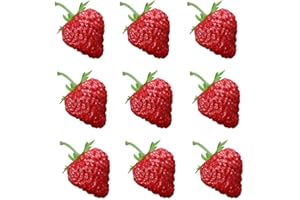 QUUPY 10Pcs Artificial Red Strawberry Plastic Fake Strawberries Simulation Fruit for Home Party Christmas Decoration Photography Props 3.5cm