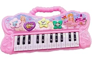 PNJB Multifunctional Electronic Organ Piano Keyboard Toy with Light, 24 Keys Electronic Piano for Kids, Educational Learning Toys Birthday Gifts for Kids Age 3+, (Pink)