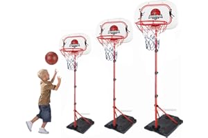 Sobebear 2.4m Metal Basketball Hoop and Stand Adjustable Height, Net Ball Pump Portable Basketball Indoor Outdoor Activity Sports Gift for Children Summer toys for Outdoor Garden Backyard Height 7-9ft