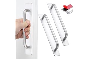shuokang 2 Stück Selbstklebende Möbelgriffe, Aluminium Schrankgriffe, Schubladengriffe, Türgriffe, Ohne Bohren Griff für Kleiderschrank, Küche, Schiebetür, Balkontür (212mm, Silber)