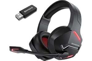 BINNUNE Auriculares inalámbricos para Juegos de 2.4 GHz, para PS4, PS5, PC, NS