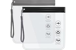 Caija-H Clear Travel Toiletry Bag - Airport Security Liquids Bags, Airport Liquid Bag 20 x 20cm TSA Approved, Travel Accessories/Holiday Essentials Makeup Bags/HangLuggage for Men Women