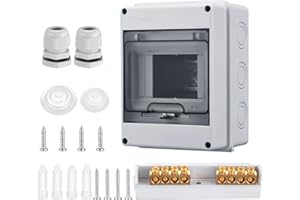 GIGTOOP Verteilerkasten Aufputz, IP65 Waterproof Sicherungskasten Aufputz,1-Reihig für 5-MODULE Aufputzverteiler, mit Messingklemmen für Garten oder Außenbereichen, Villen, Ladesäulen (5 Modul)