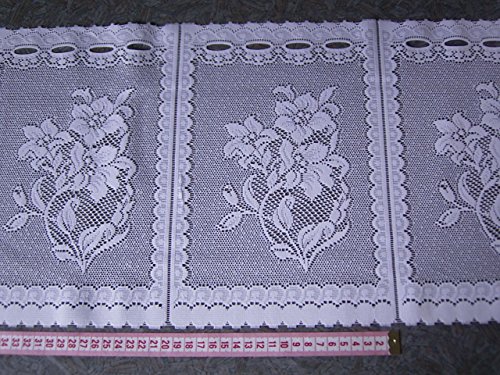 Scheibengardinenstoff mit Blumen 30cm hoch Meterware
