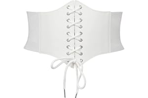 JasGood Damski gorset sznurowany gorset elastyczny szeroki pasek, wiązany pas biodrowy Waspie dla kobiet