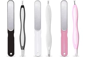 Kisstta 6 sztuk widelców ze stali nierdzewnej, trymer do skórek, z pilnikiem do paznokci, z gumową końcówką, nadaje się do wielokrotnego użytku, dla mężczyzn, kobiet i dziewcząt