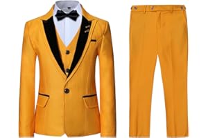 SLIKTAA Jungen Kostüm 3-teilig Klassisch Slim Fit Hochzeitsanzug Tuxedo Jacke Hose und Weste Mode Jungen Anzug