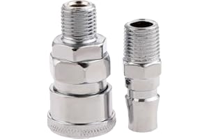 MGOODOO Air Line Hose Fittings 1/4" BSP Male Thread Quick Release Coupler Connector-Pack of 2