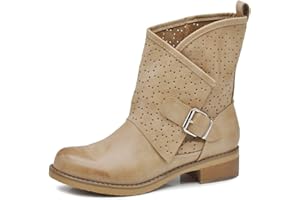 IF Fashion Scarpe da Donna Stivali Stivaletti Alla Caviglia Biker Fibbie Anfibi 630