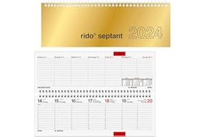 ‎SAPHIR-TEC rido idé Tischkalender 2024 septant quer gold (Wochenplaner)