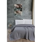 Klimalı Pike%100 Pamuk Petekli Pike, D&ouml;rtmevsim Pike Tek Kişilik 170x240 Gri
