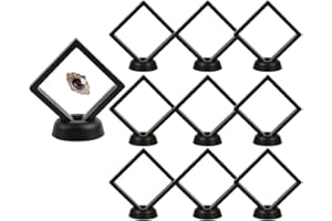 TAKEFUNS Paquete de 10 marcos de exhibición flotante de doble cara, caja de reloj con marco de monedas vacía, caja de soporte de exhibición 3D para visitar la cabina