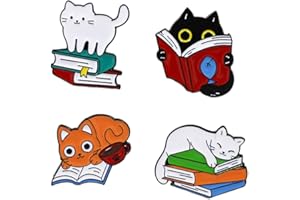 OGLYMRA 4 broches de dibujos animados, lindos alfileres, broche de insignia, alfileres de chaqueta para hombres y mujeres, alfileres de mochila, alfileres de insignia de metal, para sombreros, mochilas(gato)