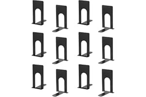 JIANTA Sujetalibros Metal Negro, 6 Pares Antideslizantes para Casa, Oficina y Escuela