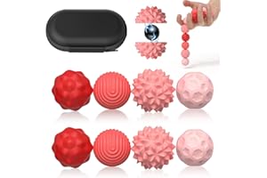 HONBQYCC Magnetic Fidget Balls Toys (8PCS), Weighted Texture Tactile Sensory Fidget Balls, Stress Anxiety Relief Toys for Fingers Hands, Pain Stimming Tools for Adults & Teens with Autism (Red)