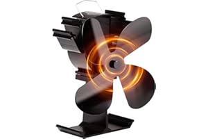 HEUNGBERANT Log Burner Fan 4 Blades Stove Fan, Heat Powered Wood Burning Fan for Wood/Log Burners, Fireplaces, Stove Heaters