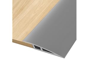 HENGRONGSHEN 2M*5CM Barre de Seuil Adhesive, Seuil de Porte Adhesif PVC, Barre de Seuil Rattrapage de Niveau pour Hauteur du Seuil 5mm ~ 10mm, Rampe de Seuil Bandes de Transition Sol (Gris)