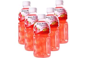 GENERIC Mogu Mogu Varied Flavored Drinks - Nata De Coco Juice - Jelly Texture - Refreshing Taste - Fun Drinking During Hot Summers Or Take Them on Trip & Picnics (Strawberry 320ML, Pack of 5)