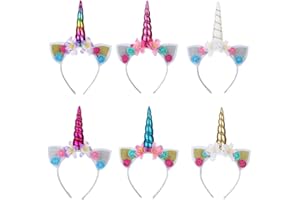 Jiahuade 6 Stück Einhorn Horn Haarreif,Einhorn Stirnband,Horn Stirnband Haarband,Head Accessoires Party Dekoration,für Ostern Geburtstag Party Karneval