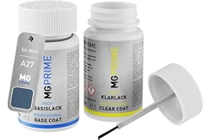 MG PRIME Peinture voiture kit de stylo retouche pour Mini A27 Cool Blue Metallic de base de vernis de 50ml par flacon