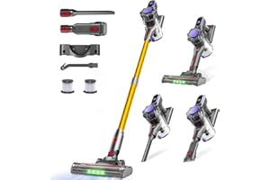 MONSGA MV3 Cordless Vacuum Cleaner, 45KPa/550W/50Mins Stick Vacuum for Home, Anti-Tangled Vacuum Cleaner with Detachable Battery, LED Display, Lightweight Handheld Vacuum for Pet Hair/Carpet/Floor