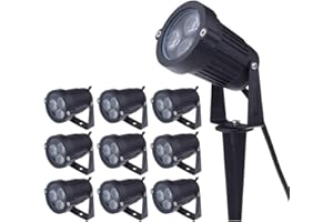 aulyun Lot de 10 Spot LED 3W 220V Spots Jardin Orientables avec Piquet Luminaires Extérieur Jardin Terrasse (blanc chaud)