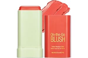 Tongyend Lipstick Blusher Stick, 3 in 1 Cream Blush for Lip Cheek Eye, Waterproof Lightweight Blush Stick, Cream Bronzer Cream Blusher Moisturize and Buildable Blush for Makeup for Women(Orange)